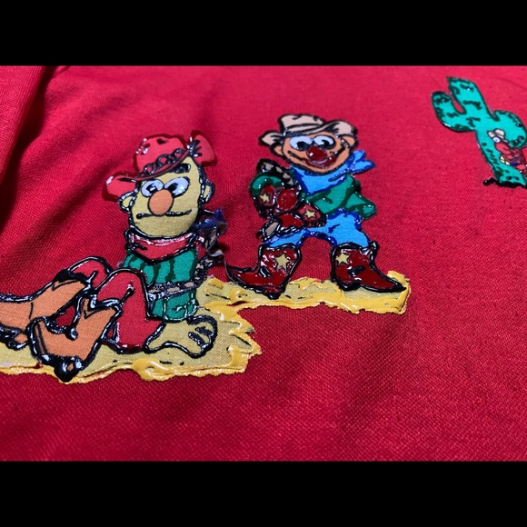 Vintage Kids Sesame Street Bert Ernie Cowboys Turtleneck Size 5 - Picture 3 of 7